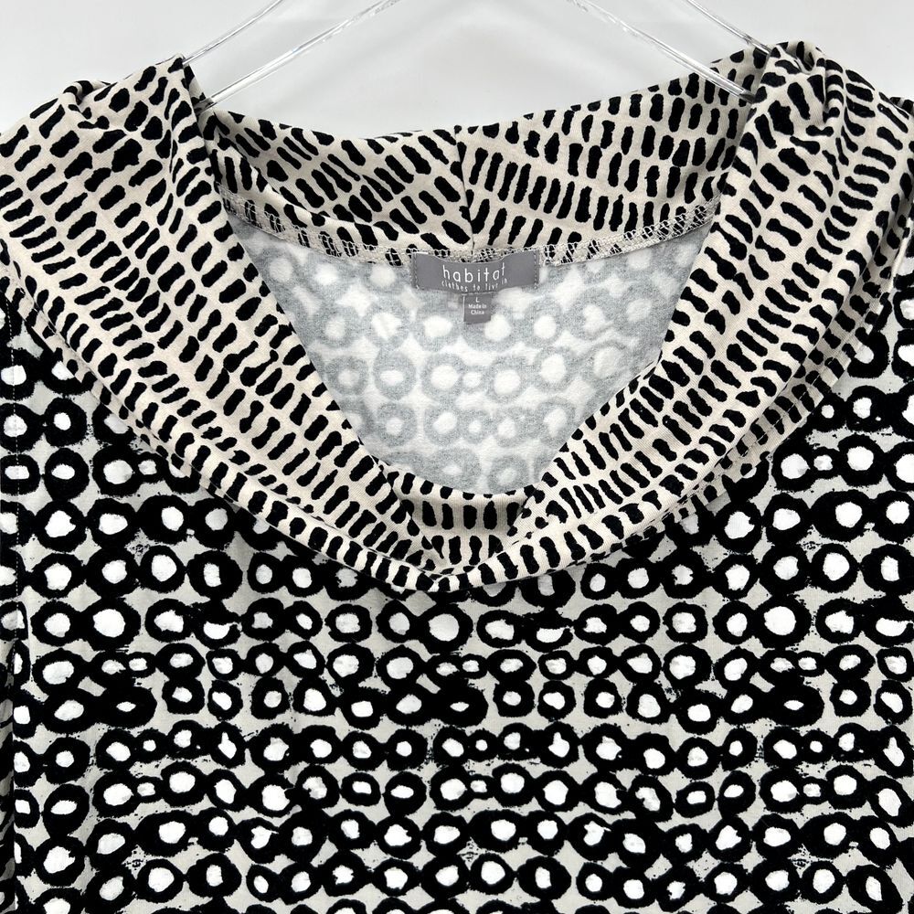 Habitat Sleeveless Asymmetric Tank Top Size L Cowl Neck Printed Lagenlook Shirt - Picture 3 of 10